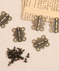 Fifteen Pcs Jewelry Box Hinges Set With Sixty Screws Antique Bronze Small Hinges for Crafting and Vintage Style Projects