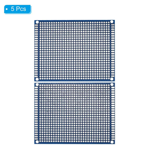 Double Sided FR-4 PCB Board Kit Blue Perfboard 5 Pack 3.5 X 2.8 Inch 1.6mm Thick 2.54mm Grid 0.04 Inch Hole Layout DIY