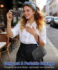 Woman holding camera with Hard Shell Travel Case For Insta360 Ace Pro 2 Xplore Grip Pro Bundle, compact and portable design