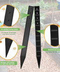 Close-up of 24 Piece 12 Inch Heavy Duty Landscape Lawn Garden Border Stakes Set Black Plastic Stakes showing design details.