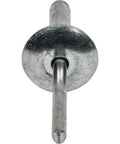 Front view of Large Flange Pop Rivets 3/16 in x 3/4 in Aluminum, 50 Pack Heavy-Duty Open-End Fasteners for Auto and DIY projects.