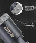 Diamond core drill bits, 2-pack, 1/4 in dia, vacuum-brazed diamond grains — close-up view