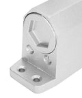 Close-up of heavy duty aluminum alloy hydraulic door closer mounting bracket