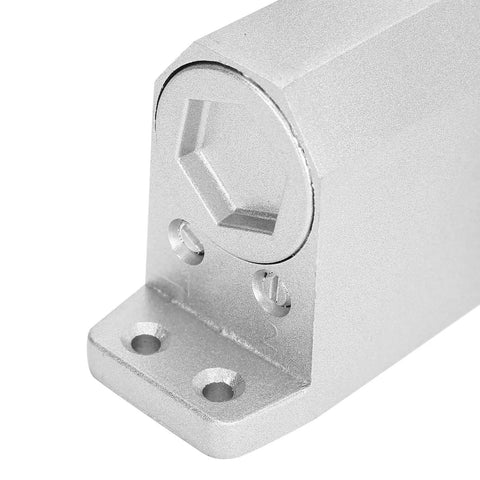 Close-up of heavy duty aluminum alloy hydraulic door closer mounting bracket