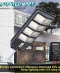 Ultra Bright 500W Solar Street Light Outdoor With 35000 Lumens LED For Parking Lot Yard Farm And Road Motion Sensor