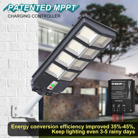 Ultra Bright 500W Solar Street Light Outdoor With 35000 Lumens LED For Parking Lot Yard Farm And Road Motion Sensor