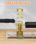 Heavy Duty 150 Amp ANL Fuse Holder Kit With 150A ANL Fuse Clear View Fuse Block 0 2 4 Gauge For Car Audio System, assembly view.