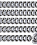 100 Pack 608 Steel Ball Bearings 8X22X7mm Open Deep Groove Precision Rollers arranged in rows for fidget spinners.