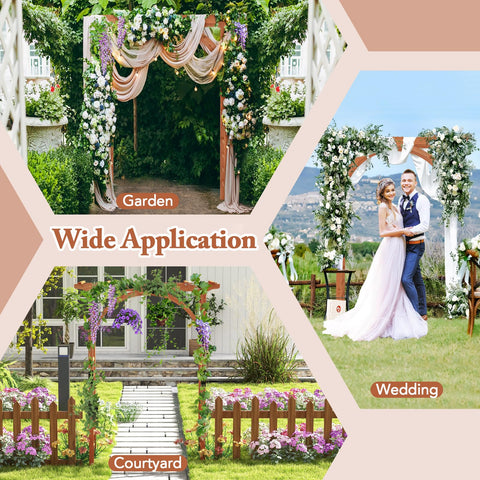 Wood Garden Arbor Archway Pergola 84 Inch Outdoor Structure With Decorative Hanging Roof And Side Climbing Trellis applications
