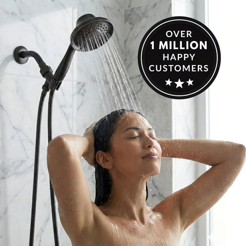 Massage And Mist Handheld Shower Head Kit With 6 Function High Pressure Boost Hose And Mount Easy Install in use