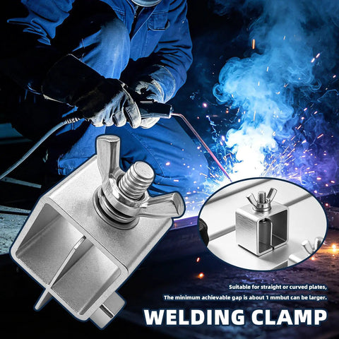 Rock Heavy Duty 16Pcs Butt Welding Clamps With Adjustable Butterfly Joint Fixtures For Perfectly Aligned Carbon Steel Pipe Welds Made To Last In Daily Garage Projects showing a sturdy welding clamp used for pipe alignment.