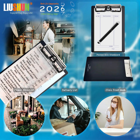Compact Aluminum Clipboard For A6 Memos With Pen Holder And Steel Low Profile Clip Pocket Size Note Pad Tray On Display
