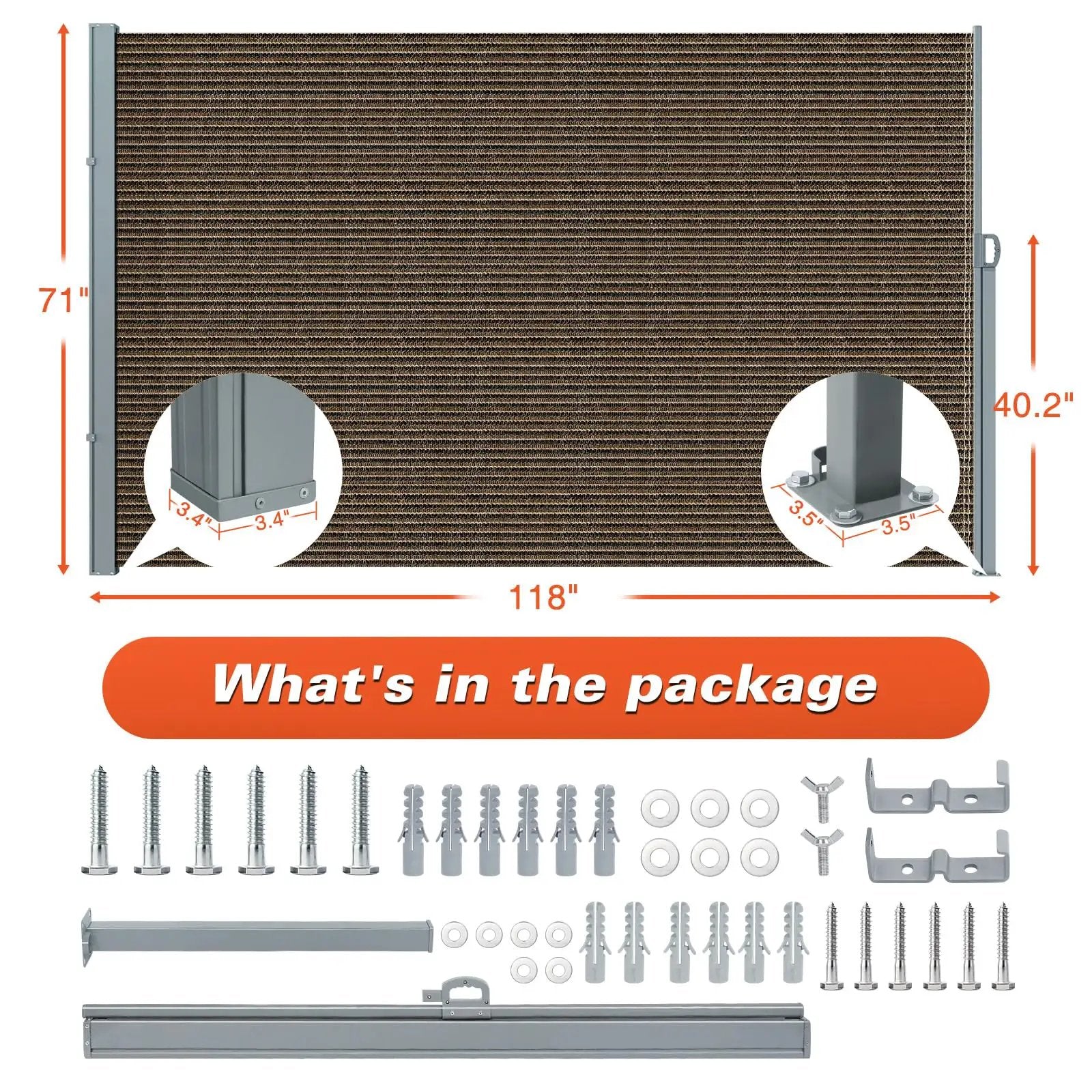71 Inch Retractable Awning - Privacy & Shade ✓