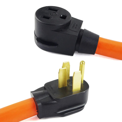 Beefy Heavy Duty Welder Adapter Cord 50 Amp NEMA 14-50P To 6-50R 1.5ft SJTW 6AWG 3C Cable UL Certified Orange For Generator And RV Use