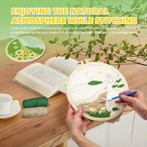 Person using Beginner Punch Needle Kit For Adults With All Tools And Materials Easy To Follow Instructions And Video Tutorials Linen
