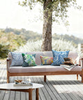 Outdoor Indoor Throw Pillows 2 Piece Set With Cozy Plush Inserts 18 By 18 Inch Square Pebble Blue All Weather Fabric on patio sofa