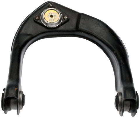 Front Driver Side Upper Suspension Control Arm And Ball Joint Assembly For Select Chevy And Pontiac Models, Easy Install Replacement With Preinstalled Ball Joint And Bushings To Save You Time. black steel upper control arm with preinstalled ball joint and bushings