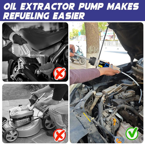 500cc Fluid Extractor And Syringe Pump For Cars Boats Engines And Lawn Mowers, oil transmission coolant power steering brake fluid transfer in use