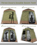 Portable Camping Shower Tent Deluxe Privacy Shelter With Two Rooms And Floor Drain Pop Up No Tool Setup For Beach Camp Hiking