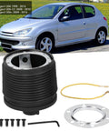 Aluminum 6 Bolt Steering Wheel Hub Adapter For Peugeot 206 1998 To 2016 Powder Coated Base Racing Grade Connector.