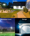 Heavy Duty Outdoor 100W LED Flood Lights 10000LM Plug In Work Light 6000K Daylight White IP66 Waterproof 2 Pack lighting garden, basketball court, garage