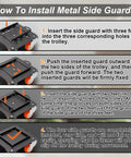 Image showing step-by-step installation of metal side guards for Heavy Duty Furniture Dolly With 360 Swivel Casters, Tough As Nails Build.