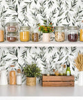 Leaf Peel And Stick Wallpaper In Dark Green With Eucalyptus Leaves Self Adhesive Wall Covering For Bathroom And Living Room 17.7 Inch By 590.5 Inch Greenery Decor For Fresh Natural Vibe in kitchen