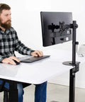Heavy Duty Steel Reinforcement Bracket And Mount Plate For Glass Or Thin Desks Secures C Clamp Monitor Arm at a desk setup