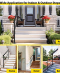 Zero Sweat Setup Adjustable Outdoor Step Railings For Porch And Stairs adjusts from zero to thirty degree angles on porch steps.