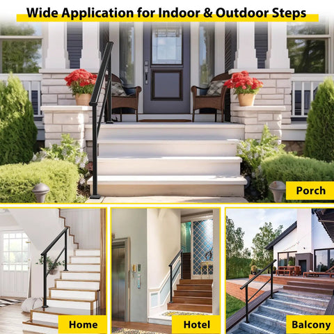 Zero Sweat Setup Adjustable Outdoor Step Railings For Porch And Stairs adjusts from zero to thirty degree angles on porch steps.