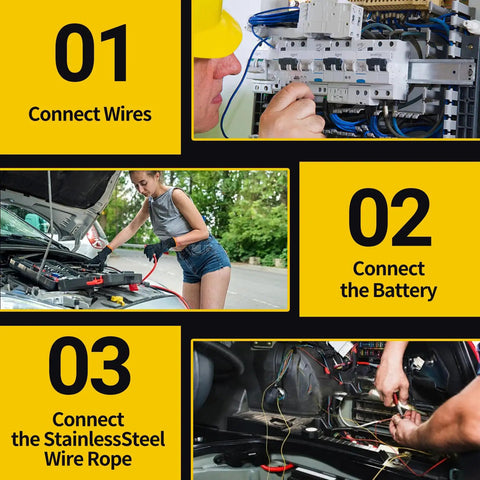 3-step guide using 10 Ton Hydraulic Crimping Tool Kit With 8 Dies For 12 AWG To 2/0 AWG Battery Cable And Stainless Steel Wire Rope Ends