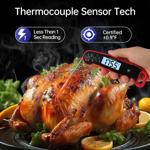 Digital Meat Thermometer For Cooking With Instant Read In Under One Second And Nine Tenths Fahrenheit Accuracy Displayed