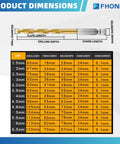 Heavy Duty 13 Piece Cobalt Drill Bit Set With Titanium Coating For Tough Jobs Like Metal Wood And Plastic Quick Hex Shank Design That Cuts Through Steel Fast Without Heat Buildup Perfect For Any Pro or DIY Guy Looking For Reliable High Speed Bits Right. Size chart for 1.5mm to 6.5mm hex shank drill bit