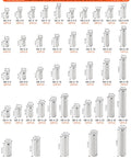 Dowel Pin Kit With 700 Stainless Steel Pins 42 Sizes From M2 To M8 Cylindrical Precision Pins Storage Case No Sweat For 3D Printer Jigs Fixtures Shelves And Precise Fastening Projects, size chart view