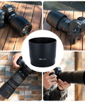 Go-To Lens Hood Shade Protector For Canon RF 100-400mm F5.6-8 IS USM And EF 70-300mm F4-5.6 IS II USM attached to camera