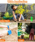Man using Plastic Bonsai Soil Scoop 6.3 Inch By 1.8 Inch White Mini Garden Shovel for transplanting in garden bed, beach, and yard.