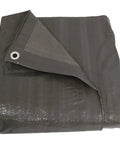 Folded 16 By 20 Foot Plastic Reversible Heavy Duty Tarp Laminated On Both Sides Dark Gray For Camping with grommet detail