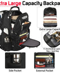 Go To Extra Large Laptop Backpack 55L 60L For Travel And Gaming, Fits 19 Inch Laptops, TSA Friendly, multiple compartment view
