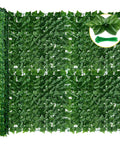 120 By 40 Inch Faux Ivy Privacy Fence Screen With A Reinforced Plastic Grid Base That Stays Put For Patio Balcony Garden Backyard Indoor Outdoor Decor Easy To Install shown with zip ties and grid base.