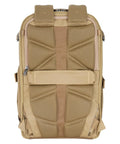 Back view of Metro B30L 30L Camera Backpack With Convertible Daypack In Beige, showing padded straps and breathable mesh design.