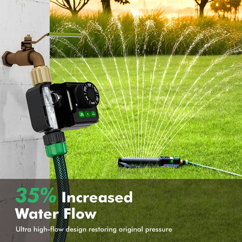 Sprinkler Timer For Outdoor Hose Faucet With Brass Inlet And Large Dial, No Fuss Easy To Program Up To 11 Hours 59 Minutes