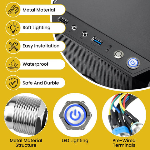 2 Pack Chassis Switch With Metal Button 12mm Boot Reset And 16mm Host Switch Cable 60cm Extension details and features
