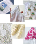 Collage of clothing with plastic snap buttons from Snap Button Kit With Pliers, 150 Sets In 15 Colors, for sewing projects.