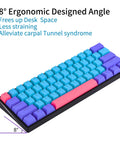 8° ergonomic angle profile of Top Shelf Slick 60 Percent Wired Mechanical Gaming Keyboard For PC Featuring Hot Swappable Linear Optical Switches.