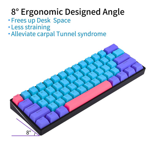 8° ergonomic angle profile of Top Shelf Slick 60 Percent Wired Mechanical Gaming Keyboard For PC Featuring Hot Swappable Linear Optical Switches.