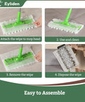 Step-by-step assembly for 24 Count Heavy Duty Pet Hair Sweeper Pads For 10 Inch Mop deep fiber clean pet fur.