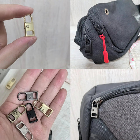 8 Pack Zipper Pull Replacement Set With Detachable Tabs In Gold And Brilliant Black, 1 Inch Zinc Alloy Pulls on backpacks