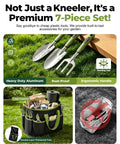 Garden Stool And Kneeler 7 Piece Set With Aluminum Tools Trowel Transplanter Cultivator, double-layer tote and pouches