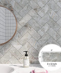 Tile Peel and Stick Backsplash 3x6 Grey Marble Subway Self-Adhesive Waterproof for Bathroom and Kitchen Wall Tiles No Grout