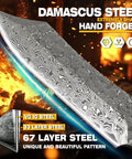 Close-up of 67-layer Damascus blade from Beefy 67 Layer Damascus Steel Folding Pocket Knife With VG10 Core, showing pattern and texture.